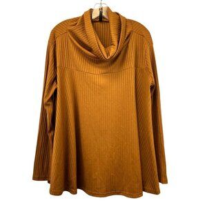 Lapis Women’s Cowl Neck Ribbed Top Rust Long Sleeve Size XL